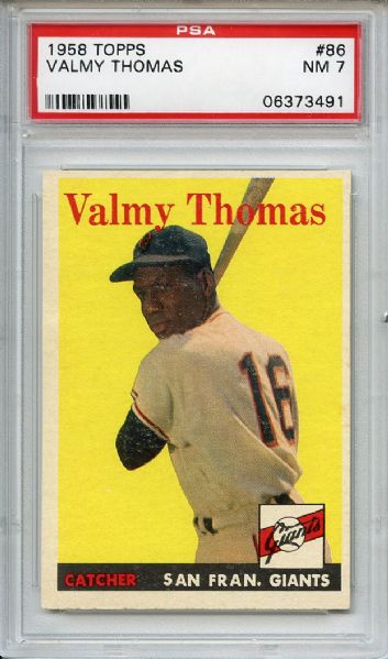 1958 Topps 86 Valmy Thomas PSA NM 7