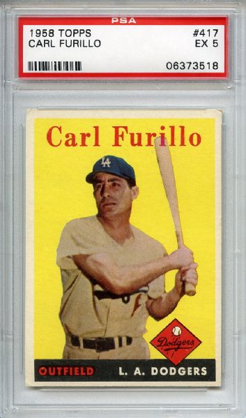 1958 Topps 417 Carl Furillo PSA EX 5