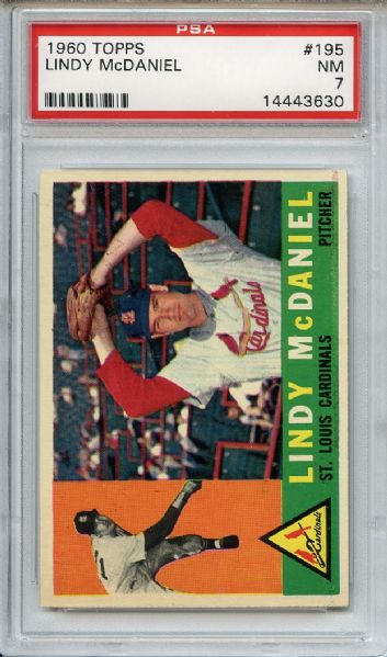 1960 Topps 195 Lindy McDaniel PSA NM 7