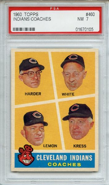 1960 Topps 460 Cleveland Indians Coaches PSA NM 7