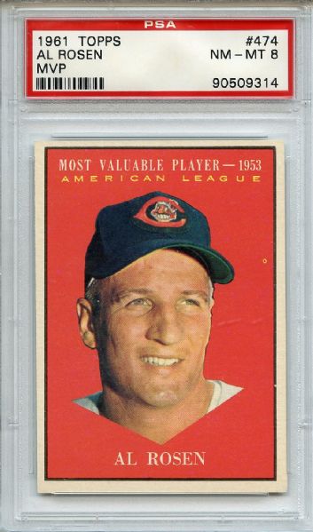 1961 Topps 474 Al Rosen MVP PSA NM-MT 8