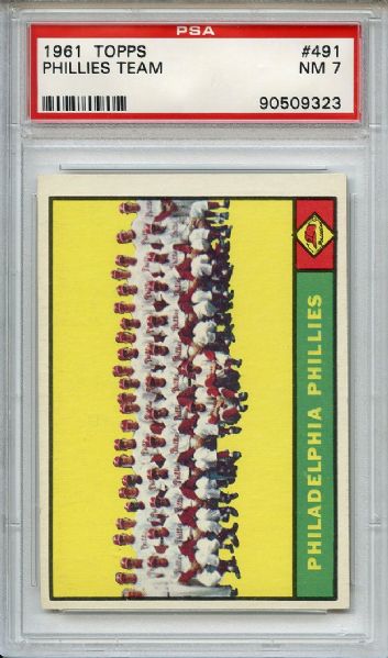 1961 Topps 491 Philadelphia Phillies Team PSA NM 7