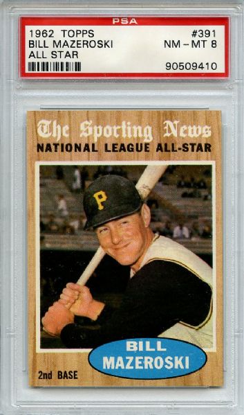 1962 Topps 391 Bill Mazeroski All Star PSA NM-MT 8