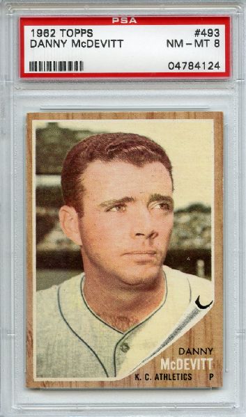 1962 Topps 493 Danny McDevitt PSA NM-MT 8