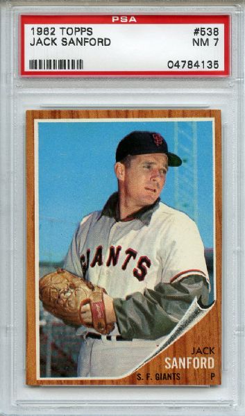 1962 Topps 538 Jack Sanford PSA NM 7