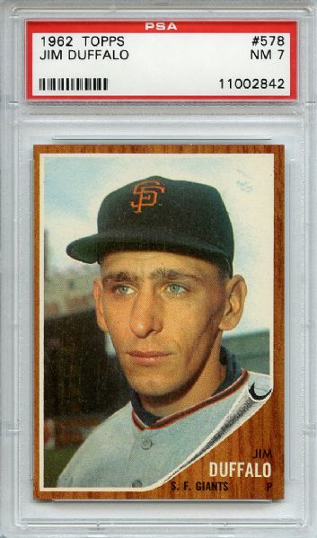 1962 Topps 578 Jim Duffalo PSA NM 7