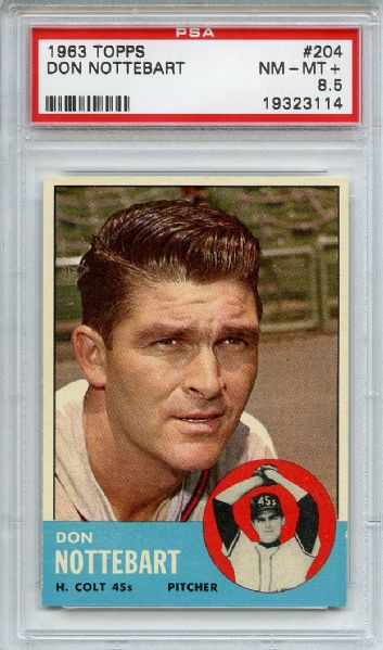 1963 Topps 204 Don Nottebart PSA NM-MT+ 8.5