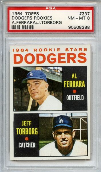 1964 Topps 337 Dodgers Rookies Jeff Torborg PSA NM-MT 8