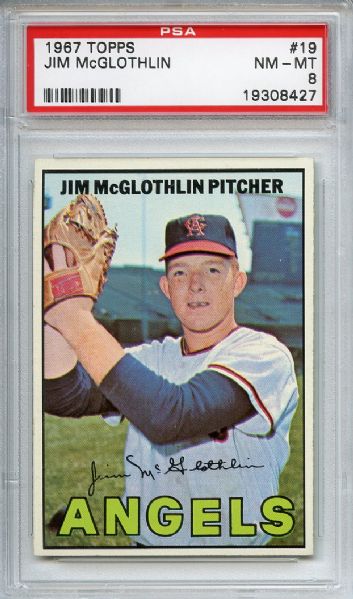 1967 Topps 19 Jim McGlothlin PSA NM-MT 8