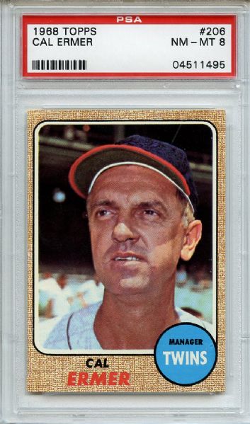 1968 Topps 206 Cal Ermer PSA NM-MT 8