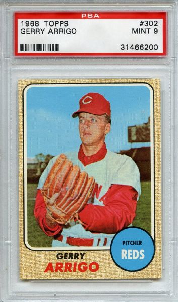 1968 Topps 302 Gerry Arrigo PSA MINT 9