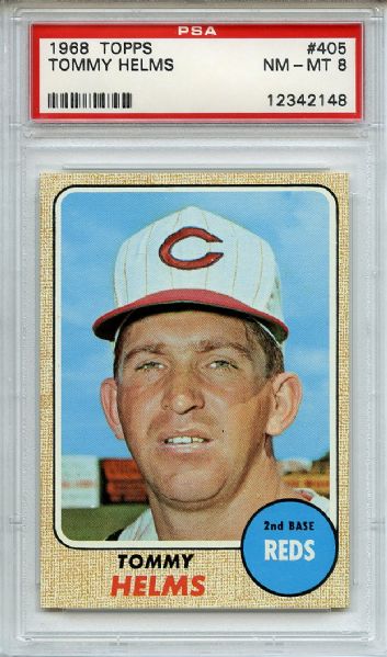 1968 Topps 405 Tommy Helms PSA NM-MT 8