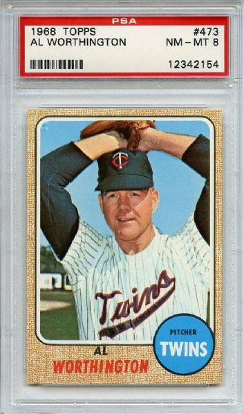 1968 Topps 473 Al Worthington PSA NM-MT 8