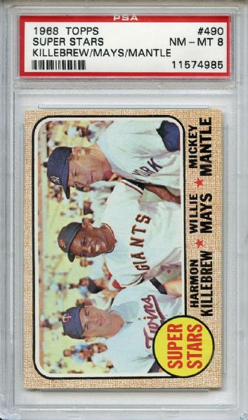 1968 Topps 490 Super Stars Killebrew Mays Mantle PSA NM-MT 8