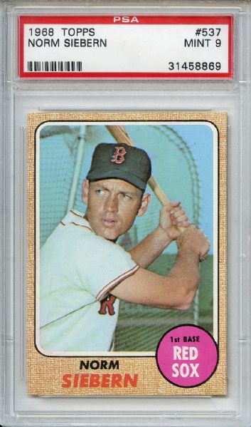 1968 Topps 537 Norm Siebern PSA MINT 9