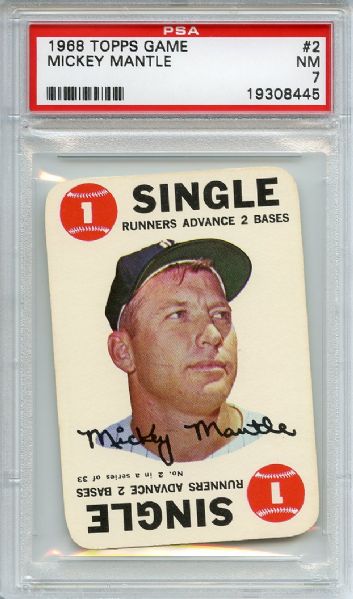 1968 Topps Game 2 Mickey Mantle PSA NM 7
