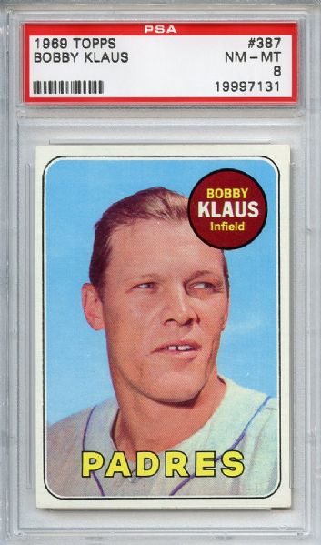 1969 Topps 387 Bobby Klaus PSA NM-MT 8