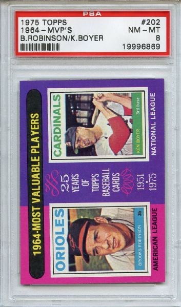 1975 Topps 202 1964 MVP's Robinson Boyer PSA NM-MT 8