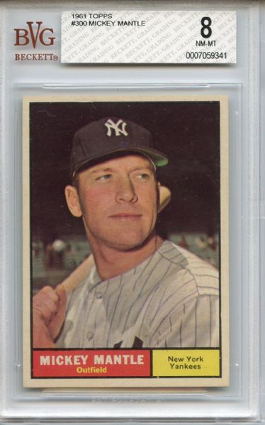 1961 Topps 300 Mickey Mantle BVG NM-MT 8
