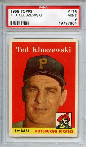 1958 Topps 178 Ted Kluszewski PSA MINT 9
