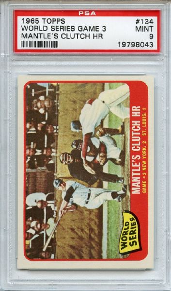 1965 Topps 134 World Series Game 3 Mickey Mantle PSA MINT 9