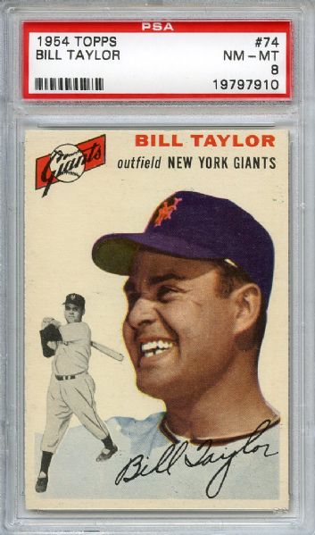 1954 Topps 74 Bill Taylor PSA NM-MT 8