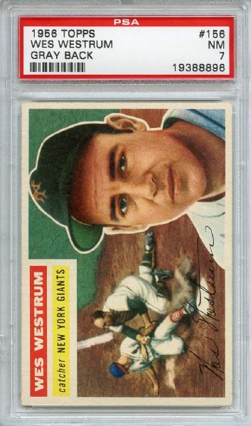 1956 Topps 156 Wes Westrum Gray Back PSA NM 7
