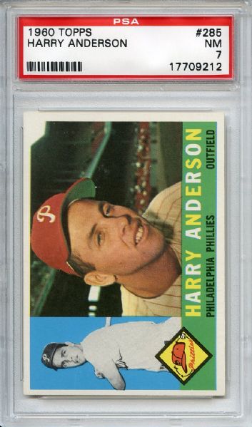 1960 Topps 285 Harry Anderson PSA NM 7