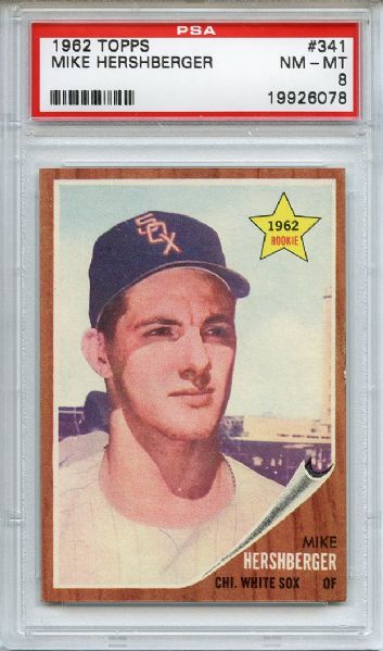 1962 Topps 341 Mike Hershberger PSA NM-MT 8