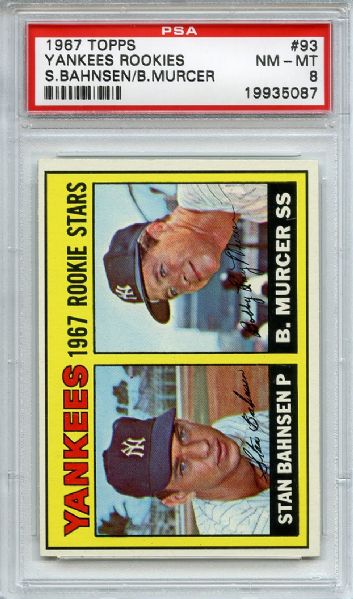 1967 Topps 93 Yankees Rookies Murcer PSA NM-MT 8