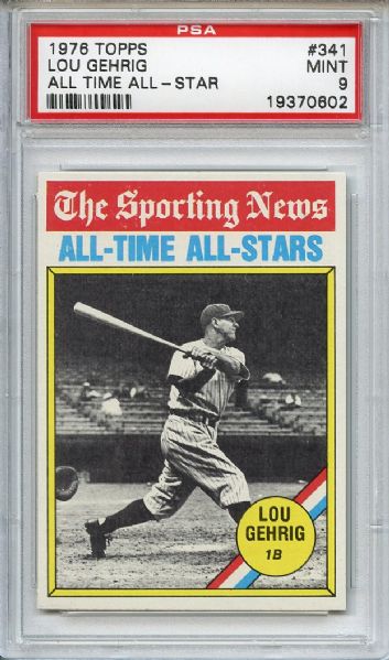 1976 Topps 341 Lou Gehrig All Time All Star PSA MINT 9