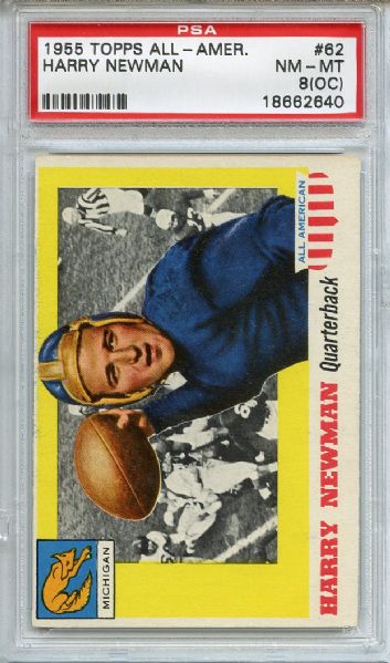 1955 Topps All American 62 Harry Newman PSA NM-MT 8 (OC)