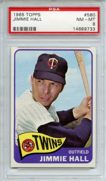 1965 Topps 580 Jimmie Hall PSA NM-MT 8