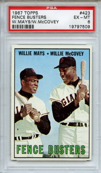 1967 Topps 423 Fence Busters Mays McCovey PSA EX-MT 6