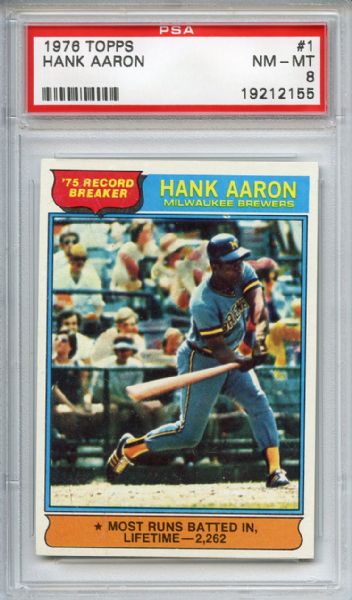 1976 Topps 1 Hank Aaron PSA NM-MT 8