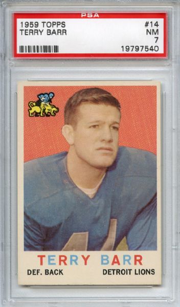 1959 Topps 14 Terry Barr PSA NM 7