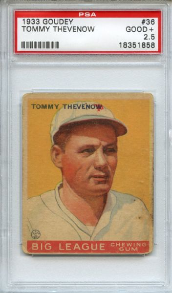 1933 Goudey 36 Tommy Thevenow PSA GOOD+ 2.5