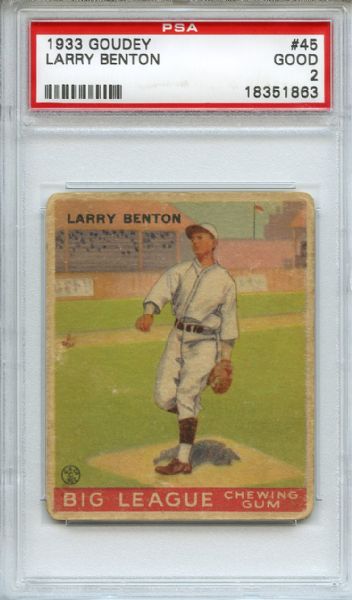1933 Goudey 45 Larry Benton PSA GOOD 2