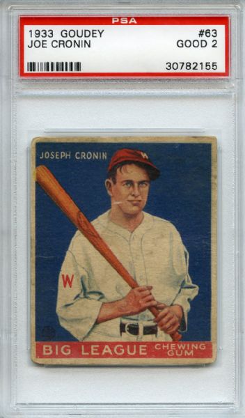 1933 Goudey 63 Joe Cronin PSA GOOD 2