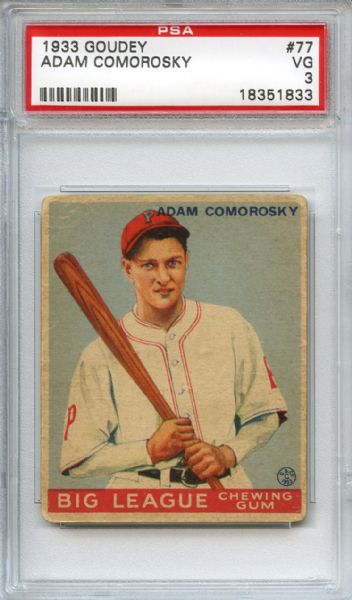 1933 Goudey 77 Adam Comorosky PSA VG 3