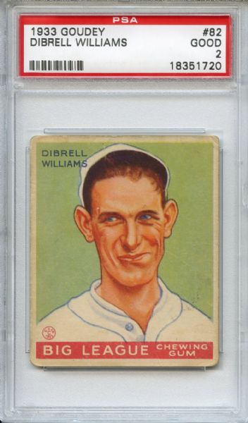 1933 Goudey 82 Dibrell Williams PSA GOOD 2