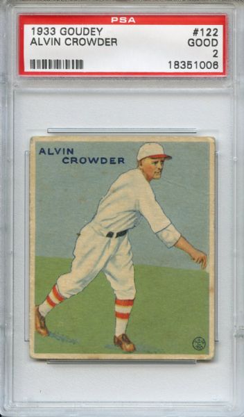 1933 Goudey 122 Alvin Crowder PSA GOOD 2