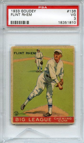1933 Goudey 136 Flint Rhem PSA VG 3
