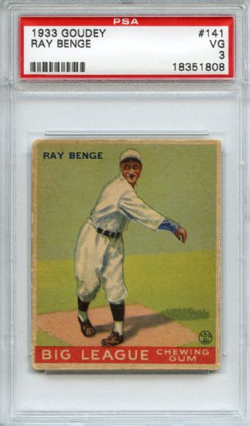 1933 Goudey 141 Ray Benge PSA VG 3