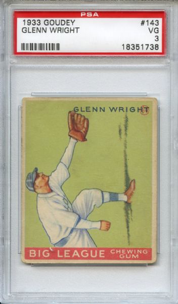 1933 Goudey 143 Glenn Wright PSA VG 3
