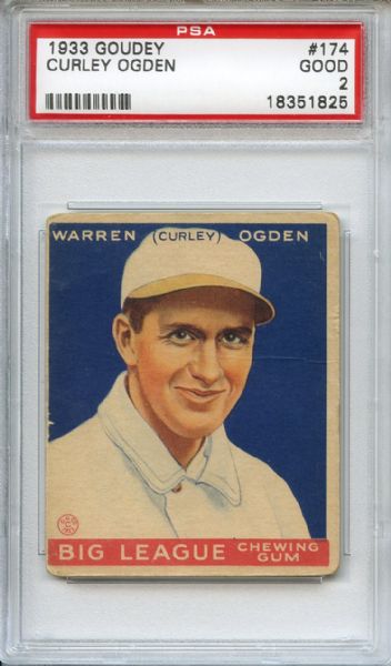 1933 Goudey 174 Curley Ogden PSA GOOD 2