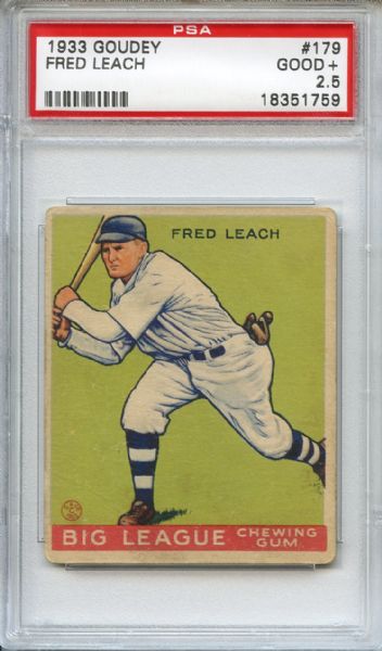 1933 Goudey 179 Fred Leach PSA GOOD+ 2.5