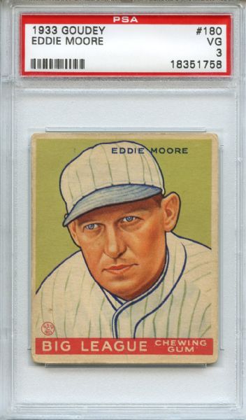 1933 Goudey 180 Eddie Moore PSA VG 3