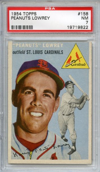 1954 Topps 158 Peanuts Lowrey PSA NM 7