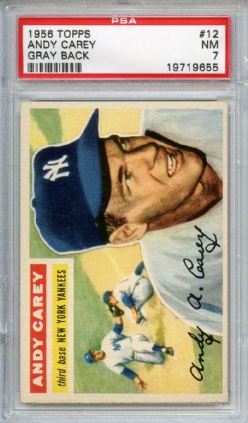 1956 Topps 12 Andy Carey Gray Back PSA NM 7